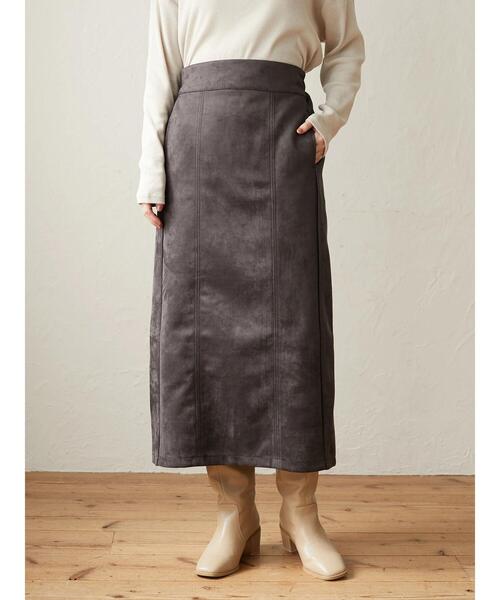 ELENCARE DUE（エレンカーレデュエ）の「・ELENCARE DUE スエードポンチナロースカート＊（スカート・レディース・チャコールグレー/アイボリー/モカ・FREE）」の5枚目の写真