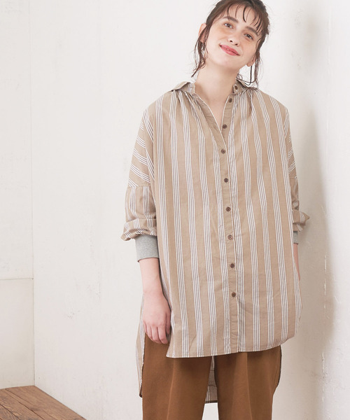 ミニー様　ピュアルセシン　新品タグ付き　ストライプ柄長袖シャツ PUAL CE CIN（ピュアルセシン）の「長袖シャツ（シャツ/ブラウス