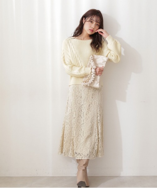 PROPORTION BODY DRESSING（プロポーションボディドレッシング）の「＜Ｅ＞レースロングマーメイドスカート / 1212127001（スカート・レディース・イエロー/ダークグレー/グレー・SMALL/MEDIUM）」の4枚目の写真