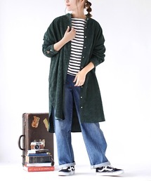 e-zakkamania stores（イーザッカマニアストアーズ）の「コーデュロイ ブザム切替 ロングシャツワンピース（シャツワンピース・レディース）」