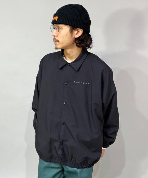 ELEMENT(エレメント)の「ELEMENT/エレメント ワンポイント ビッグシルエット コーチジャケット BC021-101(ナイロンジャケット・メンズ・ブラック/グリーン/ブルー・M/L/XL)」の4枚目の写真