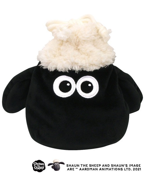 nici（ニキ）の「ひつじのショーン/フィギュアフェイスポーチ ショーン 巾着袋 もこもこ（ポーチ・レディース・ホワイト×ブラック・ONE SIZE）」の6枚目の写真