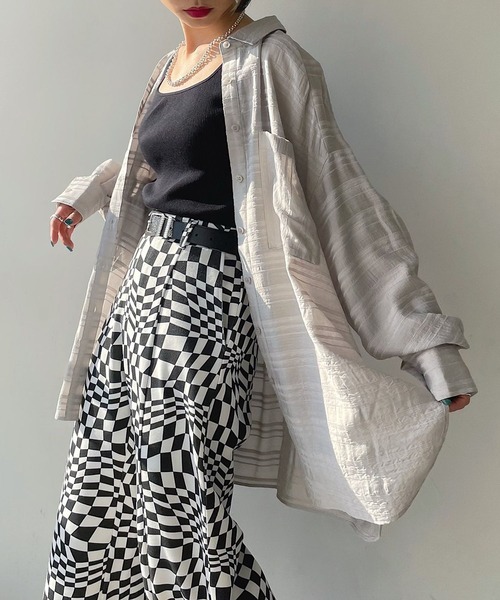 PAGEBOY（ページボーイ）の「シアーボーダーBIGシャツ（シャツ