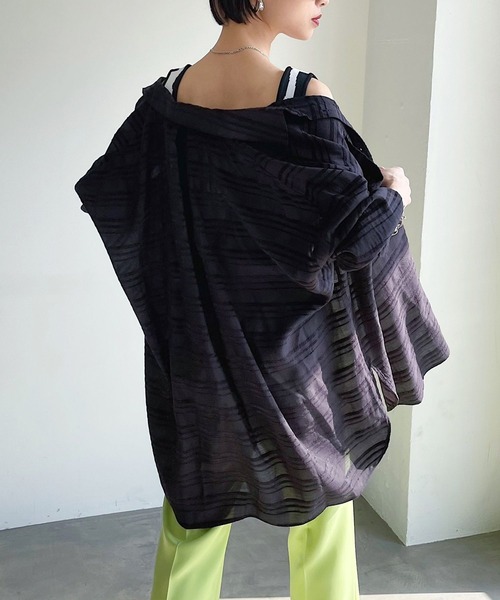 シアーボーダーブラウス PAGEBOY（ページボーイ）の「シアーボーダーBIGシャツ（シャツ