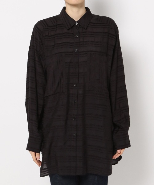 PAGEBOY（ページボーイ）の「シアーボーダーBIGシャツ（シャツ/ブラウス・レディース・ブラック/オフホワイト/ライム/グレイッシュベージュ・FREE）」の20枚目の写真