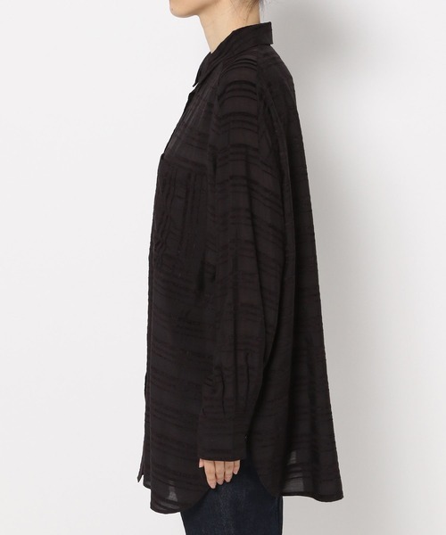 PAGEBOY（ページボーイ）の「シアーボーダーBIGシャツ（シャツ/ブラウス・レディース・ブラック/オフホワイト/ライム/グレイッシュベージュ・FREE）」の21枚目の写真