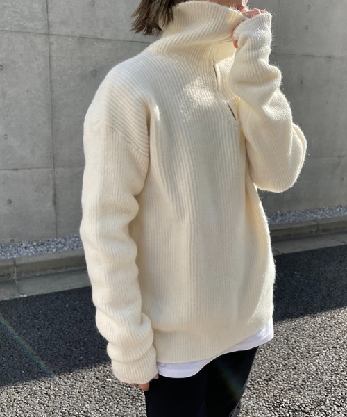 SETUP7(セットアップセブン)の「【SETUP7】ルーズハーフジップニット SCCH54(ニット/セーター・レディース・ブラック/ブラウン/アイボリー・FREE)」の8枚目の写真