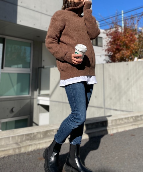 SETUP7(セットアップセブン)の「【SETUP7】ルーズハーフジップニット SCCH54(ニット/セーター・レディース・ブラック/ブラウン/アイボリー・FREE)」の7枚目の写真