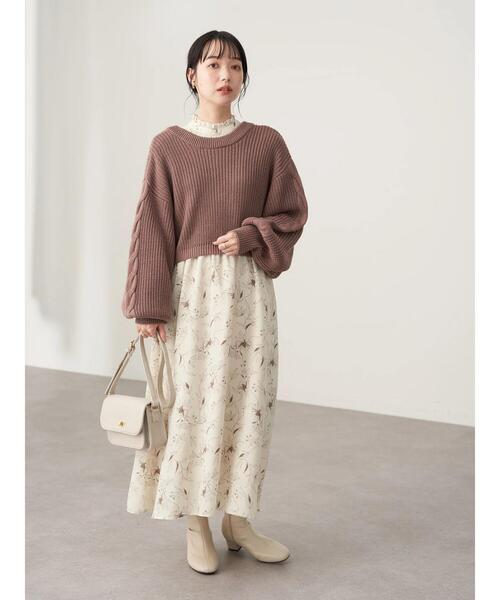 earth music&ecology(アースミュージックアンドエコロジー)の「袖ケーブルニットボレロ*(カーディガン/ボレロ・レディース・モカ/アイボリー/サックスブルー・FREE)」の21枚目の写真