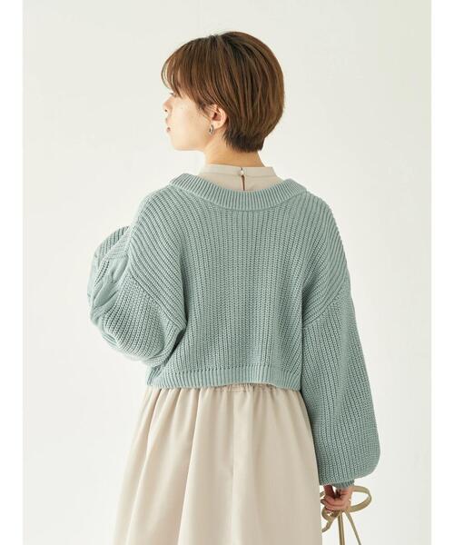 earth music&ecology(アースミュージックアンドエコロジー)の「袖ケーブルニットボレロ*(カーディガン/ボレロ・レディース・モカ/アイボリー/サックスブルー・FREE)」の15枚目の写真