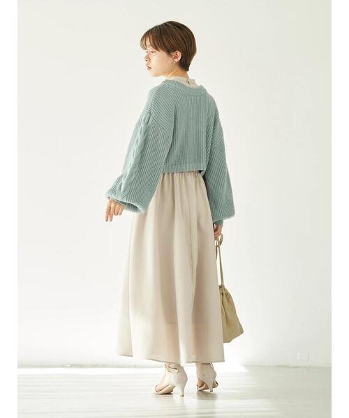 earth music&ecology(アースミュージックアンドエコロジー)の「袖ケーブルニットボレロ*(カーディガン/ボレロ・レディース・モカ/アイボリー/サックスブルー・FREE)」の13枚目の写真