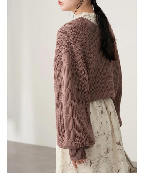 earth music&ecology(アースミュージックアンドエコロジー)の「袖ケーブルニットボレロ*(カーディガン/ボレロ・レディース・モカ/アイボリー/サックスブルー・FREE)」の12枚目の写真