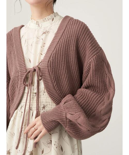 earth music&ecology(アースミュージックアンドエコロジー)の「袖ケーブルニットボレロ*(カーディガン/ボレロ・レディース・モカ/アイボリー/サックスブルー・FREE)」の10枚目の写真