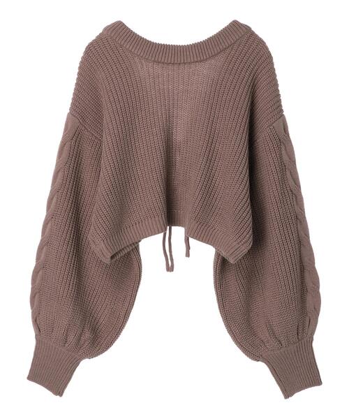 earth music&ecology(アースミュージックアンドエコロジー)の「袖ケーブルニットボレロ*(カーディガン/ボレロ・レディース・モカ/アイボリー/サックスブルー・FREE)」の7枚目の写真