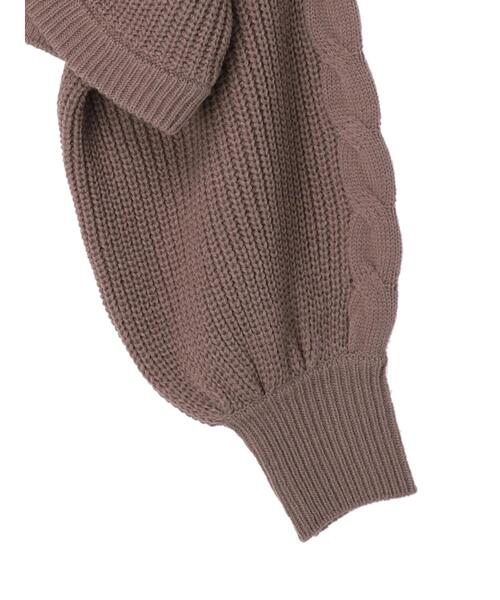 earth music&ecology(アースミュージックアンドエコロジー)の「袖ケーブルニットボレロ*(カーディガン/ボレロ・レディース・モカ/アイボリー/サックスブルー・FREE)」の5枚目の写真