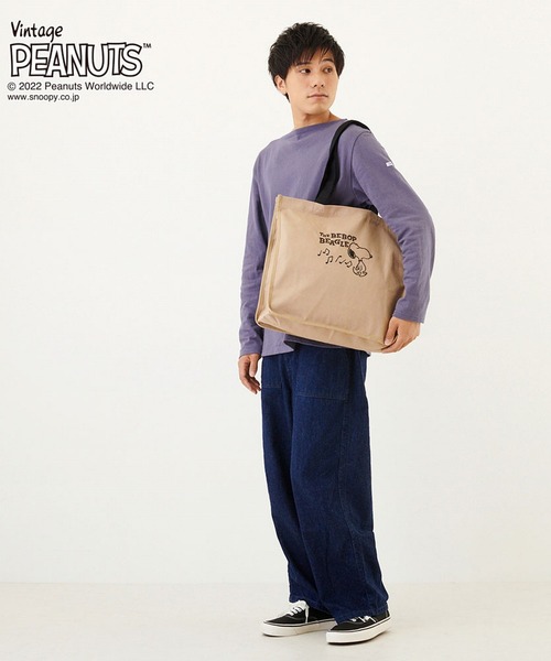 Vintage PEANUTS(ビンテージピーナッツ)の「ルートート/SNOOPY スヌーピー IP.グランデキャンバス.Peanuts-7D(トートバッグ・レディース・グレー/アイボリー/ベージュ・FREE)」の14枚目の写真