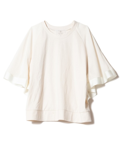 LAYMEE(レイミー)の「Kate sheer CS / ケイトシアカットソー(Tシャツ/カットソー・レディース・アイボリー/イエロー/スミクロ・FREE)」の4枚目の写真