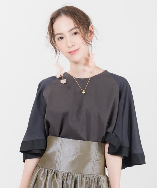 LAYMEE(レイミー)の「Kate sheer CS / ケイトシアカットソー(Tシャツ/カットソー・レディース・アイボリー/イエロー/スミクロ・FREE)」の13枚目の写真