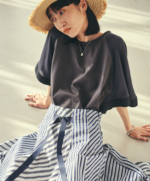 LAYMEE(レイミー)の「Kate sheer CS / ケイトシアカットソー(Tシャツ/カットソー・レディース・アイボリー/イエロー/スミクロ・FREE)」の19枚目の写真