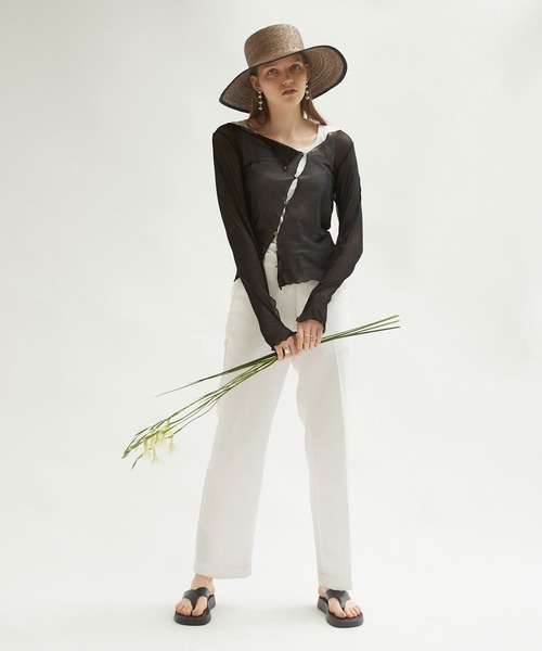 Keeepy(キーピー)の「【Keeepy】tulle diagonal button design ensemble pullover with tank top(Tシャツ/カットソー・レディース・ブラック/ブラック系その他・FREE)」の4枚目の写真