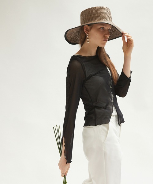 Keeepy(キーピー)の「【Keeepy】tulle diagonal button design ensemble pullover with tank top(Tシャツ/カットソー・レディース・ブラック/ブラック系その他・FREE)」の7枚目の写真
