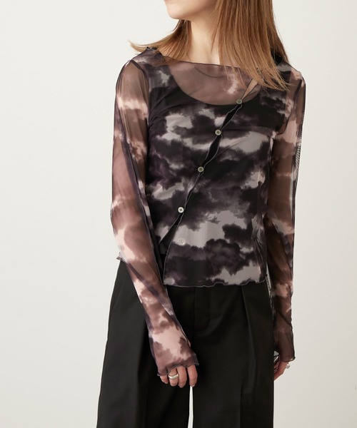 Keeepy(キーピー)の「【Keeepy】tulle diagonal button design ensemble pullover with tank top(Tシャツ/カットソー・レディース・ブラック/ブラック系その他・FREE)」の20枚目の写真