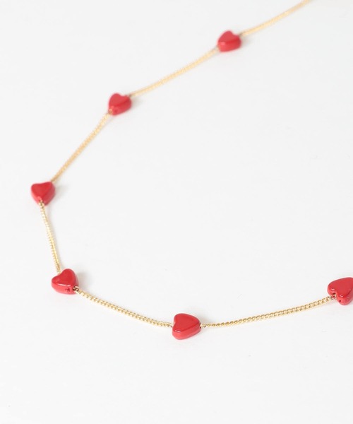 Three Four Time（ｽﾘｰﾌｫｰﾀｲﾑ）の「ハートステーションネックレス（ネックレス・レディース・レッド・FREE）」の3枚目の写真