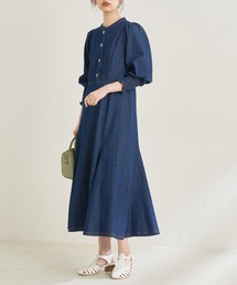 natural couture | ボリュームデザインスリーブデニムワンピース(ワンピース)