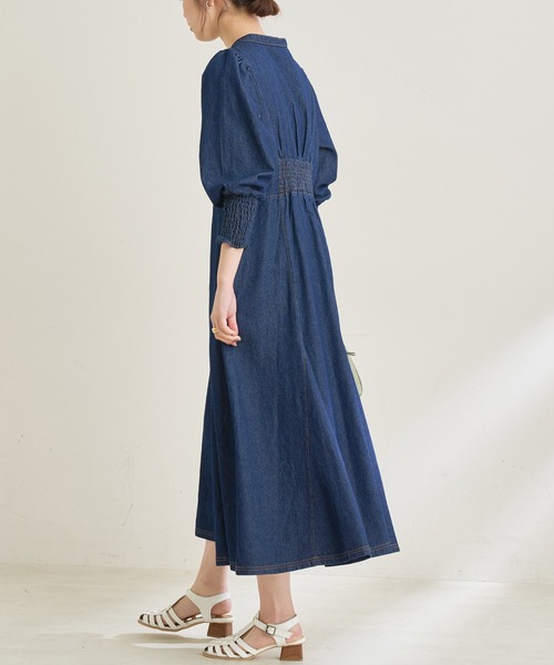 natural couture（ナチュラルクチュール）の「ボリュームデザインスリーブデニムワンピース（ワンピース・レディース・オフホワイト/ブラック/インディゴブルー・FREE）」の15枚目の写真