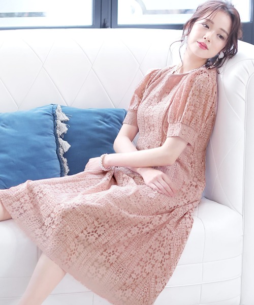 PourVous(プールヴー)の「結婚式 パーティー ドレス ロング と 袖あり 総レース 大きいサイズ フォーマル オケージョンドレス お呼ばれ 二次会 成人式 (ドレス・レディース・ピンク/ブルーグリーン/ブラック/ライトブルー・M)」の4枚目の写真