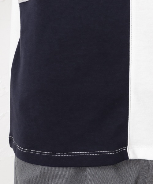 URBAN COLLECTION(アーバンコレクション)の「ポンチ素材 切替Tシャツ(Tシャツ/カットソー・メンズ・グレイッシュベージュ/ネイビー/ホワイト/チャコール・L/M/XL)」の14枚目の写真