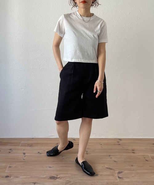 wee9s（ウィークス）の「half pants jacket set up / テーラードジャケット×美シルエットハーフパンツセットアップ（セットアップ・レディース・ブラック/グリーン/アイボリー・FREE）」の7枚目の写真