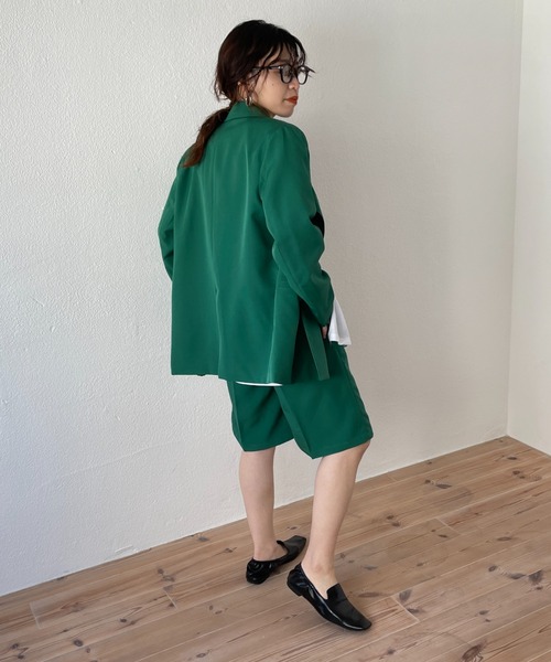 wee9s（ウィークス）の「half pants jacket set up / テーラードジャケット×美シルエットハーフパンツセットアップ（セットアップ・レディース・ブラック/グリーン/アイボリー・FREE）」の12枚目の写真