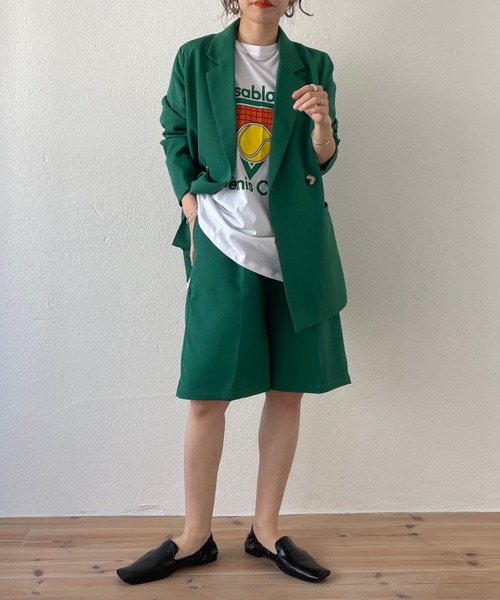 wee9s（ウィークス）の「half pants jacket set up / テーラードジャケット×美シルエットハーフパンツセットアップ（セットアップ・レディース・ブラック/グリーン/アイボリー・FREE）」の22枚目の写真