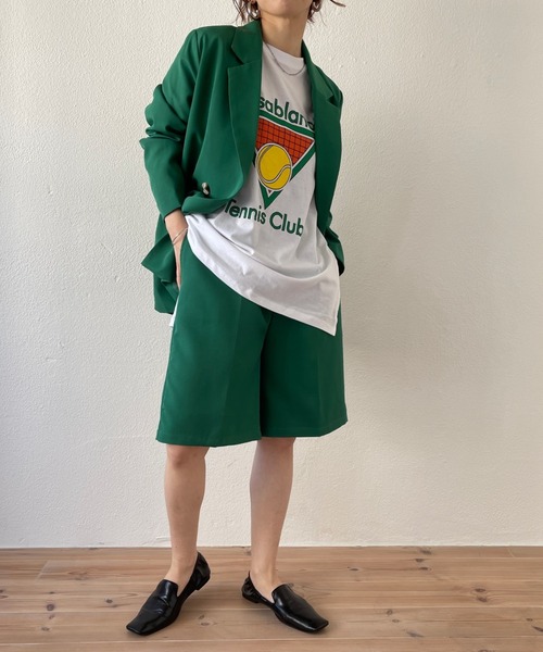 wee9s（ウィークス）の「half pants jacket set up / テーラードジャケット×美シルエットハーフパンツセットアップ（セットアップ・レディース・ブラック/グリーン/アイボリー・FREE）」の10枚目の写真