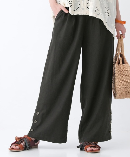 n'OrLABEL(ノアールレーベル)の「【廃盤】『風合いリネン混サイドボタンワイドパンツ』(その他パンツ・レディース・ブラック/モカ・1/2)」の2枚目の写真