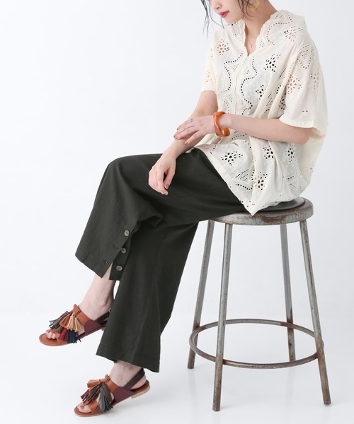 n'OrLABEL(ノアールレーベル)の「【廃盤】『風合いリネン混サイドボタンワイドパンツ』(その他パンツ・レディース・ブラック/モカ・1/2)」の14枚目の写真