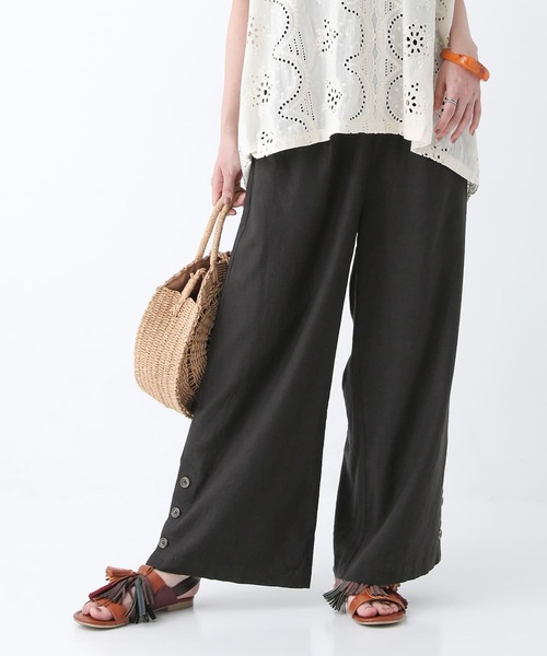 n'OrLABEL(ノアールレーベル)の「【廃盤】『風合いリネン混サイドボタンワイドパンツ』(その他パンツ・レディース・ブラック/モカ・1/2)」の10枚目の写真