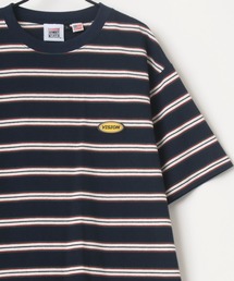 VISION STREET WEAR/ヴィジョンストリートウェア ビッグシルエット ボーダー ロゴワッペン ワンポイント刺繍 Tシャツ