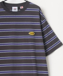 VISION STREET WEAR/ヴィジョンストリートウェア ビッグシルエット ボーダー ロゴワッペン ワンポイント刺繍 Tシャツ