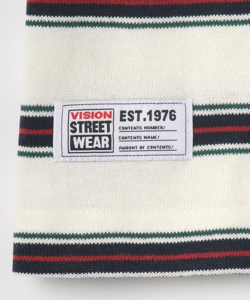 VISION STREET WEAR(ヴィジョンストリートウェア)の「VISION STREET WEAR/ヴィジョンストリートウェア ビッグシルエット ボーダー ロゴワッペン ワンポイント刺繍 Tシャツ(Tシャツ/カットソー・メンズ・チャコールグレー/ネイビー/オフホワイト・LL/M/L)」の12枚目の写真