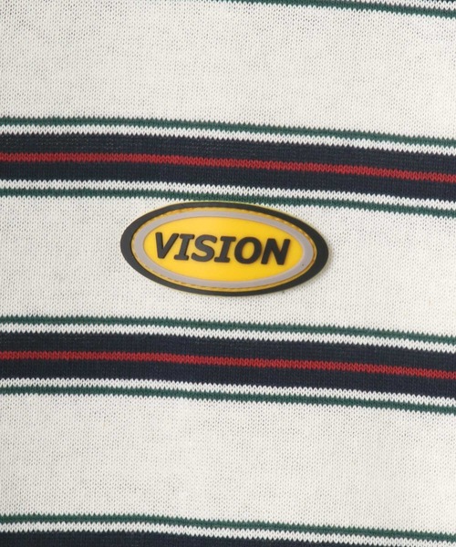 VISION STREET WEAR(ヴィジョンストリートウェア)の「VISION STREET WEAR/ヴィジョンストリートウェア ビッグシルエット ボーダー ロゴワッペン ワンポイント刺繍 Tシャツ(Tシャツ/カットソー・メンズ・チャコールグレー/ネイビー/オフホワイト・LL/M/L)」の5枚目の写真
