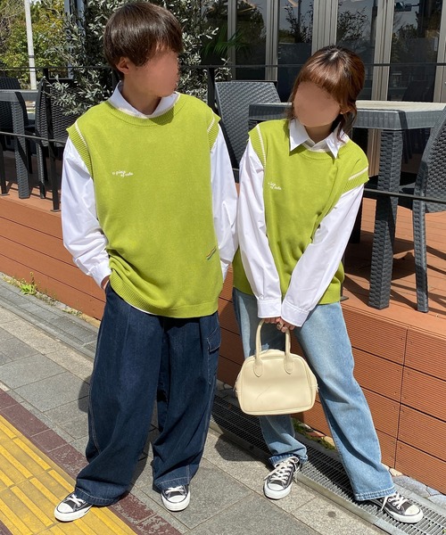 PairPair（ペアペア）の「刺繍入りニットベスト(ユニセックス)（ベスト・メンズ・ネイビー/ライム/アイボリー・MEDIUM/LARGE）」の18枚目の写真