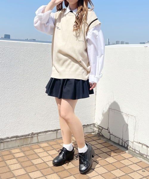 PairPair（ペアペア）の「刺繍入りニットベスト(ユニセックス)（ベスト・メンズ・ネイビー/ライム/アイボリー・MEDIUM/LARGE）」の10枚目の写真