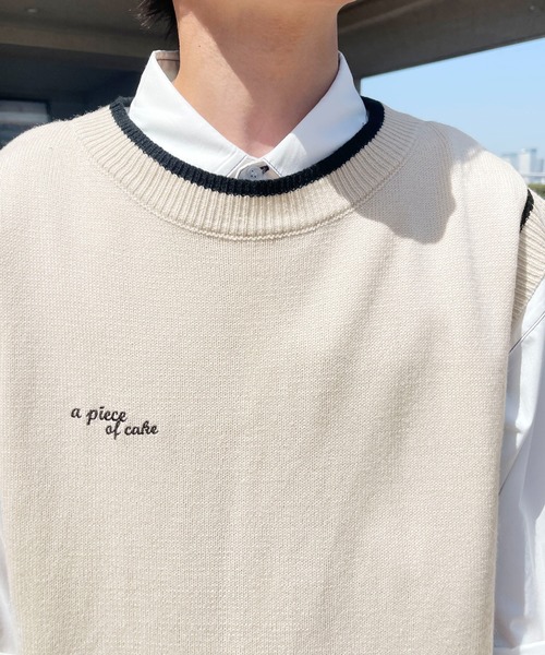 PairPair（ペアペア）の「刺繍入りニットベスト(ユニセックス)（ベスト・メンズ・ネイビー/ライム/アイボリー・MEDIUM/LARGE）」の15枚目の写真