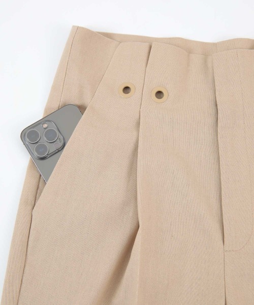 ベルト付ハイウエストタックパンツ