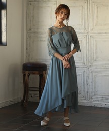 epic day レース&シフォンロングパーティードレス