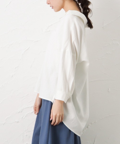 NAVY（ネイビー）の「ミントリネン スキッパーシャツ（シャツ/ブラウス・レディース・ホワイト/ライム/ベージュ/チャコール・フリー）」の17枚目の写真