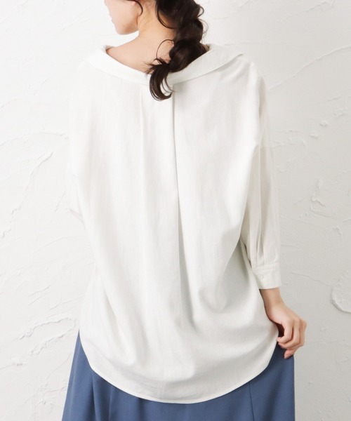 NAVY（ネイビー）の「ミントリネン スキッパーシャツ（シャツ/ブラウス・レディース・ホワイト/ライム/ベージュ/チャコール・フリー）」の16枚目の写真