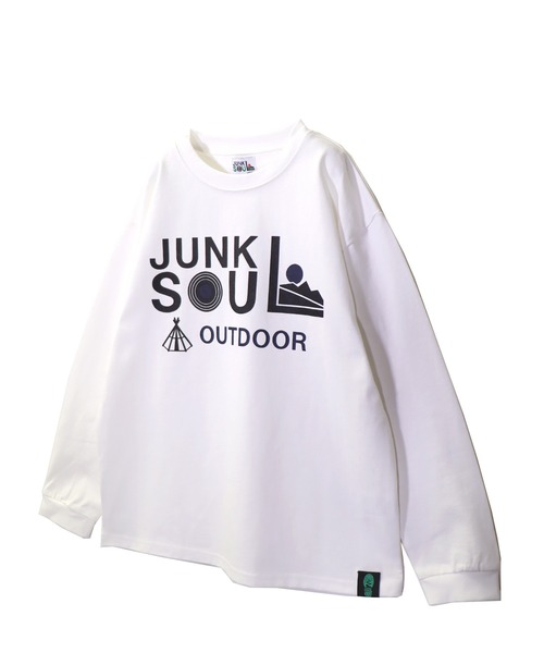 JUNKSOUL（ジャンクソウル）の「JUNK SOUL/国内プリントJUNKSOUL OUTDOORブランドロゴ ロンＴ (M4)（Tシャツ/カットソー・キッズ・ホワイト/オレンジ/ライトイエロー/ライトブルー/ベージュ/カーキ/ブラック/杢グレー・100cm/140cm/150cm/120cm/130cm/110cm/160cm）」の12枚目の写真